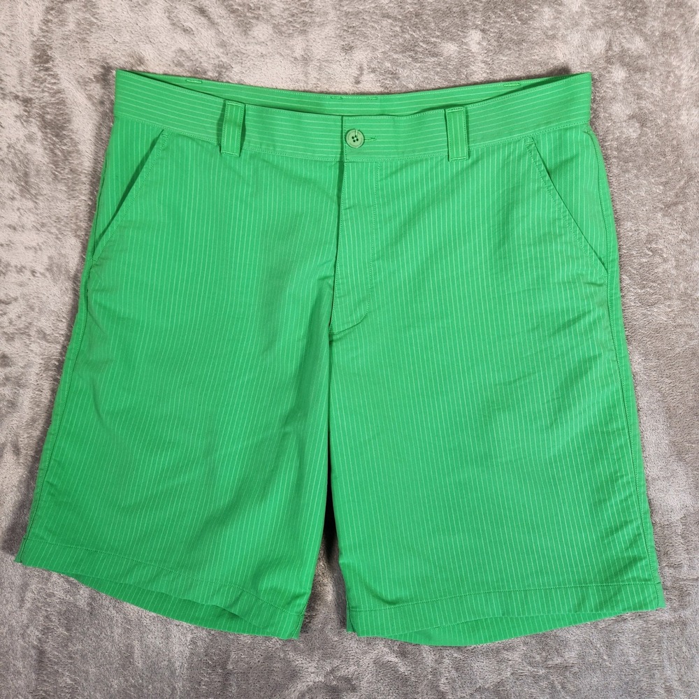 Under Armour Golf Shorts Mens 38 Green Excellent Pinstripe 1254347